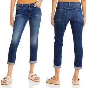 NWT New $220 FRAME Le Garcon Mid Rise Distressed Jeans in Azure Size 24